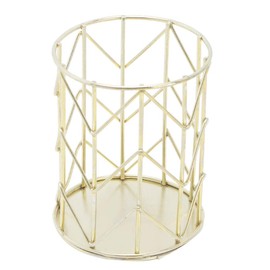 Fdit Metal Wire Desk Organizer Gold Pen Makeup Brush Cup Holder Mlti-Porpose Desktop Storage Cups for Pencil Scissors Cosmetic Tools Container Office Classroom Home Decor