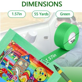 NETEHA 6 Rolls Painters Tape Masking Tape 1.57 Inch x 55 Yard, Heat Resistant No Residue Automotive Adhesive Tape for Automotive Paint and DIY Paint Projects (Green)
