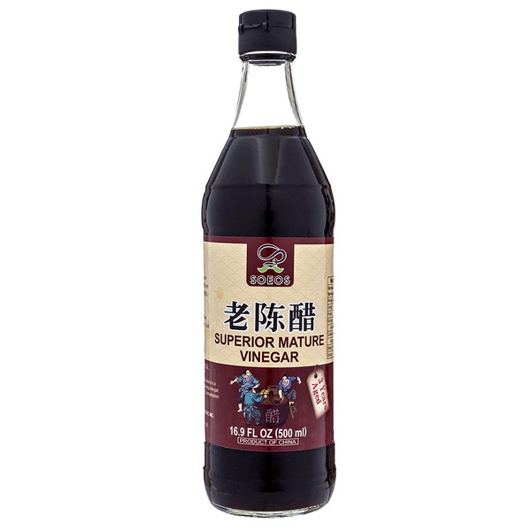 Soeos Chinkiang Vinegar, Mature Aged Black Vinegar, Chinese Black Vinegar, Zhenjiang Vinegar, 16.9 fl.