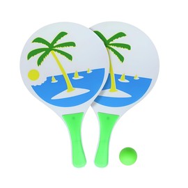 Beach Rackets with Ball Beach Paddle Ball Tennis Catch Paddle Game 38 cm Coloured Wooden Beach Rackets with Ball, Beach Tennis Pool Party, Assorted Colours, Random Colour Beach Rackets