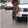 Botillosh Women Casual Camouflage Jumpsuits Drawstring Waist One-Piece Camo Rompers