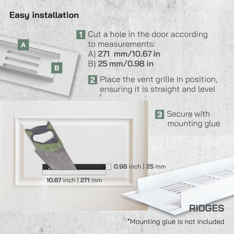 Vent Systems 40 x 300 mm White Aluminium Door Ventilation