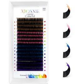 Colored Lash Extensions, 16 Rows Cashmere lash extensions, 0.07 D Curl Lash Extensions, 17-20mm Classic Lash Extensions, Single Lash Extensions for Professional(0.07-D-Black Ombre 17-20)