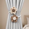 2 Pack Sunflower Curtain Tiebacks, Cotton Linen Boho Window Holdbacks