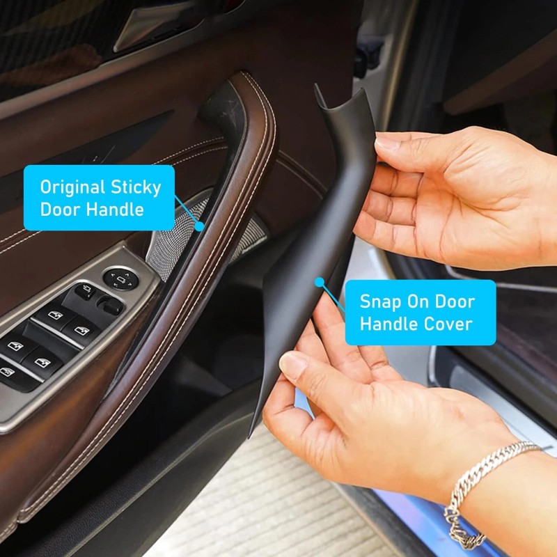 CCR Technology 2PCS Black Snap-On Interior Door Pull Handle Cover