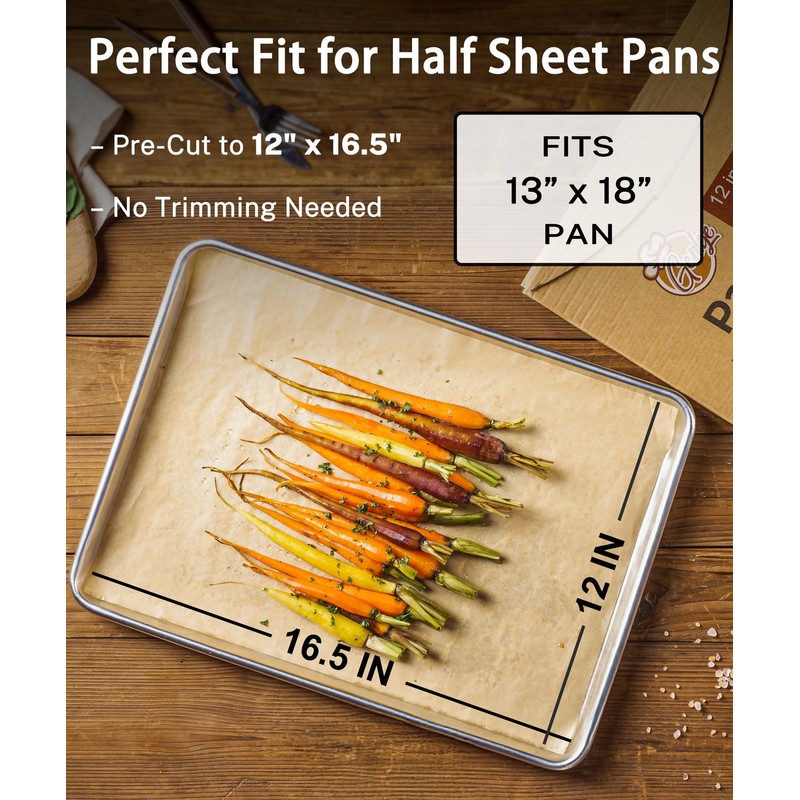Unbleached Parchment Paper Sheets – 12" x 16.5" Pre-Cut, Non-Stick,