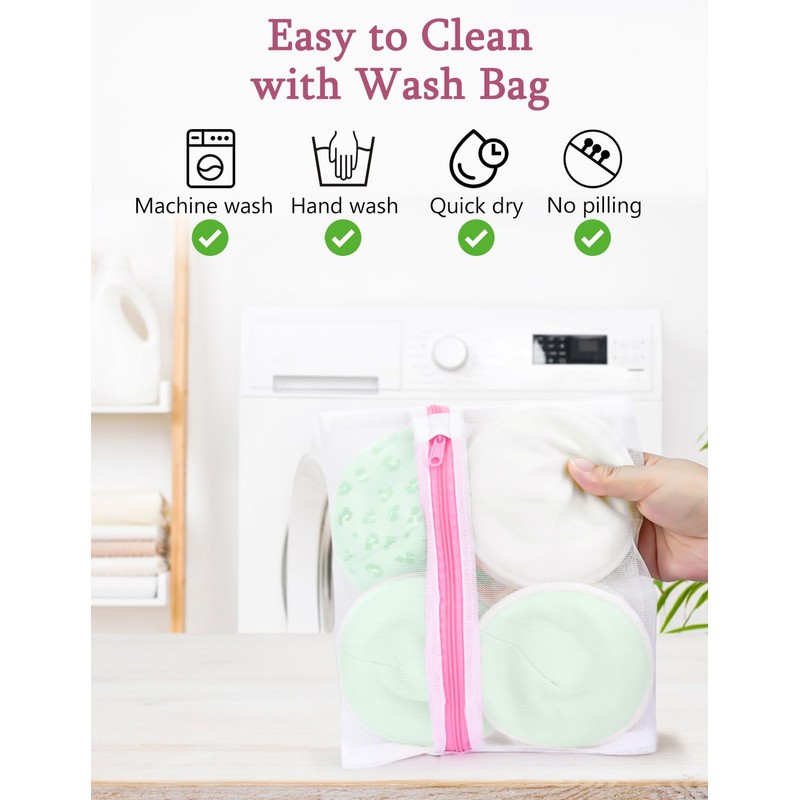 MOMUSE Organic Reusable Nursing Pads, Pack of 12, Soft 4-Layer
