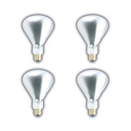 (4 Pack) 375 WATT BR40 Infrared Heat LAMP SHATTERPROOF Light Bulb Clear Glass 5,000 Hours Supra Life Heat LAMP Shatter Resistant