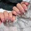 Unbranded 24 Fake Nails Silver Flame Swirls Press On Style