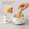 YumiPLUS 5pcs heart design Matcha Set,15oz Ceramic Bowl with Spout
