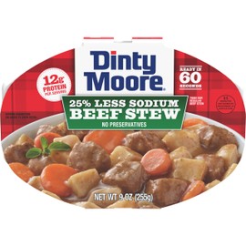 Dinty Moore Beef Stew Less Sodium Microwave Tray 9oz, 6 Pack