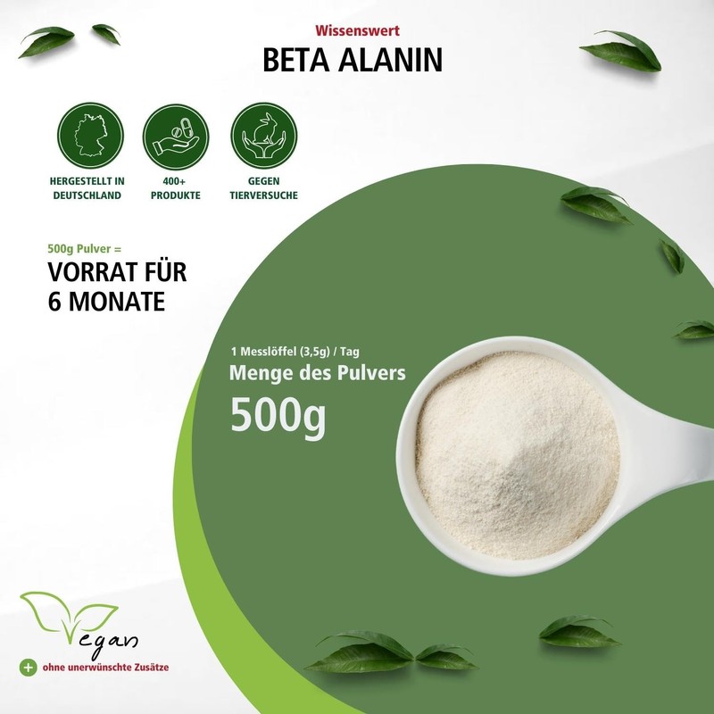 Fairvital Beta-Alanine, 500 g powder, vegan, 100% pure β-alanine without