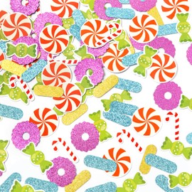 300Pcs Candy Confetti for Table Decor Glitter Colorful Rainbow Sprinkles Donut Lollipop Candy Cane Scatter Paper for Sweet Dessert Theme Baby Shower Birthday Valentine’s Day Party Decorations Supplies