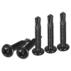 DTGN #12x1-1/4" Pan Head Self Drilling Screws - 50Pack - Black Oxide 410 Stainless Steel Phillips Drive Self Tapping Sheet Metal Screws