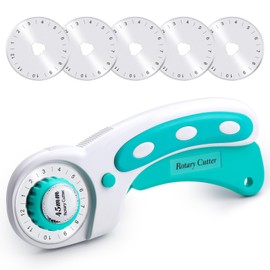 Namner Rollschneider 45mm mit 5 Ersatzklingen und Sicherheitsverschluss, Stoffschneider für Stoff, Leder, Nähen, Quilten & Basteln, Ergonomischer Rollmesser Cutter (Grün)