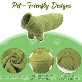 EMUST Dog Sweaters for Medium Dogs, Knit Pet Sweater with Cute Dot Pattern, Warm Dog Sweater for Indoor & Outdoor Activities, Green L