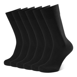 Closemate Mens Dress Socks 6 Pairs Premium Cotton Classic Solid Crew Socks Office Work Business Socks(6 Black, Size L)