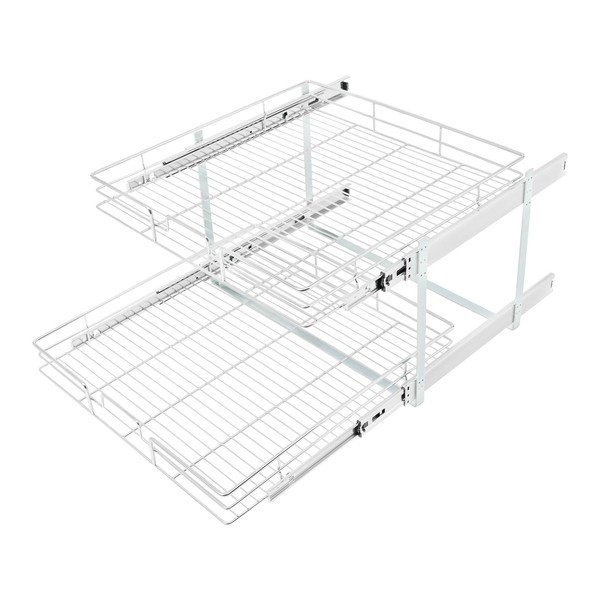QUSKLISU 2-Tier Heavy Duty Pull Out Cabinet Organizer with Slide-Out