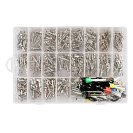 JDIEOQA 340pcs Automotive Electrical Wire Connectors Assorted set, Male Female crimps Pins Not Insulated crimps Pin Metal Terminals Auto Wire Terminals set