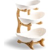 HOMKULA Fruit Bowl for Kitchen Counter - 3 Tier Ceramic