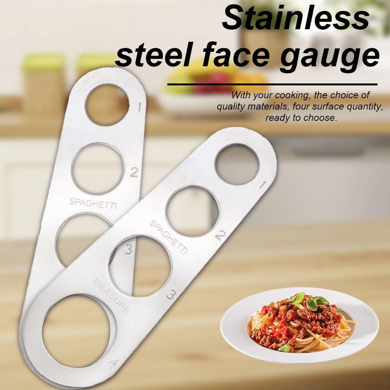 Lmyzcbzl 4-Holes Stainless Steel Spaghetti Measurer, Spaghetti Measuring Ruler, Stainless