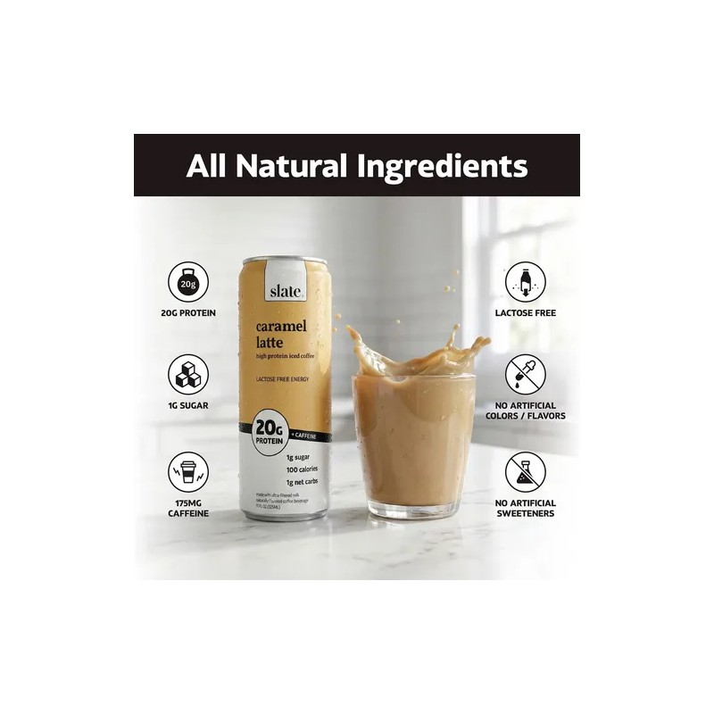 Slate Café Helado Caramelo Latte, 20 G Proteína, 325 Ml