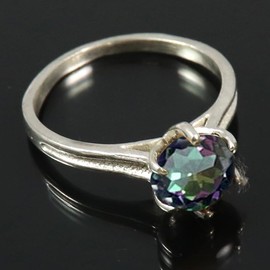 JEWELSTREZORO Mystischer Topas Edelstein 925 Sterling Silber Band Ring Herren & Damen Geschenkartikel Handgefertigter Schmuck TSR361AG_17 (63 (20.1))