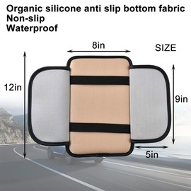 Mandark Car Center Console Cover, Leather Vehicle Armrest Seat Box Pad with 2 Storage Bags, Automotive Interior Arm Rest Protector Accessories, Universal for SUV, Sedan, Truck(Coffee)