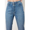 TRENDYOL Women's Double Button High Waist Mother Jeans, blue