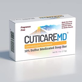 TKK CutiCare MD 10% Sulfur Soap Glycerin Base (1 Bar, 4 Ounces) for Rosacea, Acne, Athlete's Foot, Body Odor, Folliculitis and Other Skin Issues