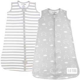 Baby Sleep Sack 1.0 TOG, Organic Cotton Baby Wearable Blanket with Two-Way Zipper, Swaddle Transition Baby Sleeping Bag, All-Season Sleep Sack for Newborn Infant Toddler Boy Girl, 2-Pack, 0-6 Month