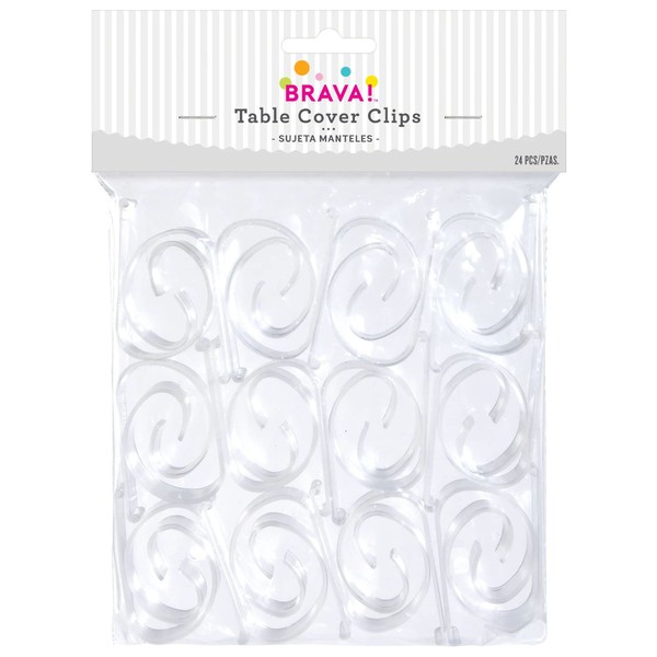 Amscan 348531 Highly Durable Tablecover Clips, Party Supplies, 24 Count, Clear, One Size
