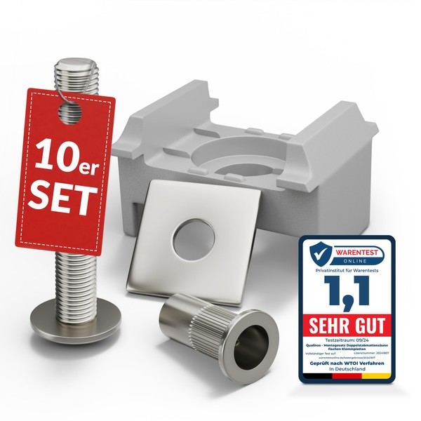 Qualinos 10 x high-quality double rod mat fencing mounting: clamping