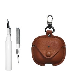 [3 in 1] TSVSXS Leather Case Compatible with AirPods 4 with Keychain, Soft PU Shockproof Protective Cover with Cleaning Pen Compatible with AirPods 4 with Active Noise Cancellation