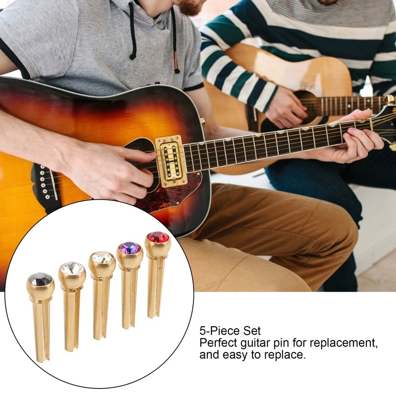 5Pcs Guitar Bridge Pin String Peg Brass Endpin Accessory Replacement