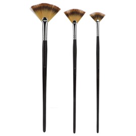 Juego de Brochas de Pintura en Abanico de 3 Uds, Brocha de Pintura con Cerdas de Nailon en Forma de Abanico de Buena Dureza con Largo, Cerdas Suaves, para de Arte