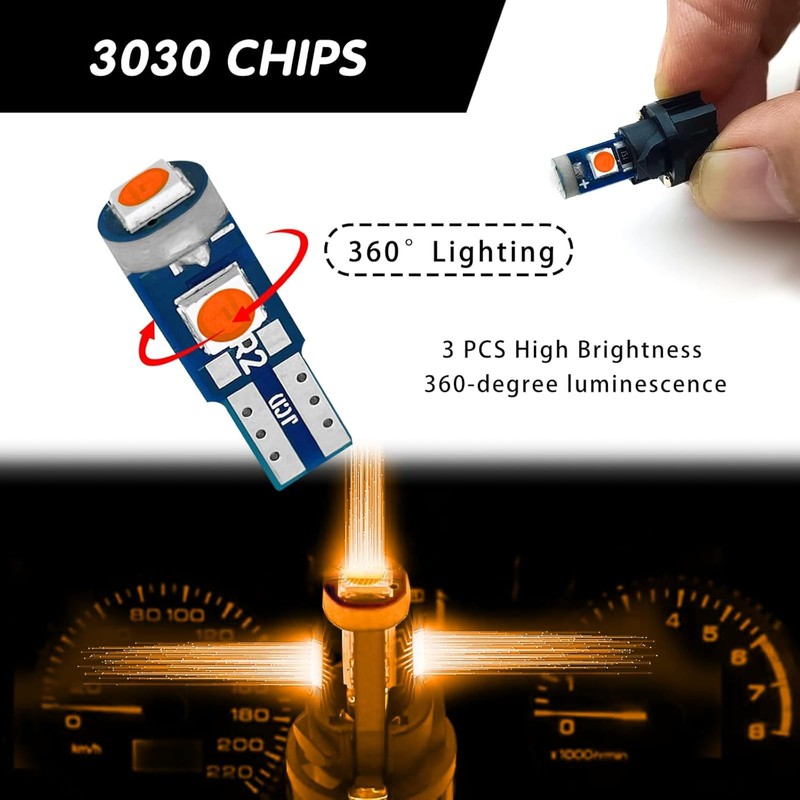 20PCS Led Bulb Dash Lights, T5 37 74 LED Bulb