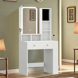 YITAHOME Vanity Desk with Adjustable LED Mirror