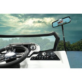 Extra Large Pontoon Boat Mirror (5" x 11.8") & Bracket, New, Folding, Adjustable by Maverick Advantage