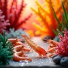 Tustao Red Fake Shrimp Model Artificial Shrimps Figures Realistic Seafoods