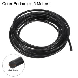 sourcing map Polyurethane Round Belts 4.5mm Dia 16.4ft(5 Meters) Length Smooth Surface PU Urethane Belt for Drive Transmission, Black