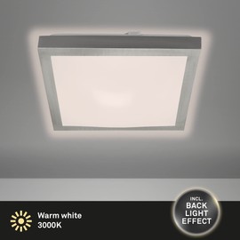 BRILONER - LED Ceiling Light with Indirect Light, Warm White Light Colour, 12 Watt, 1200 Lumens, LED Lamp, Ceiling Light, Living Room Lamp, Bedroom Lamp, Kitchen Lamp, 27 x 27 x 8.5 cm, Matt Nickel