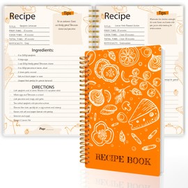 snootion Recipe Book to Write in Your Own Recipes, A5(5.8" x 8.6") Personal Blank Recipe Notebook, Recipe Journal Book With Spiral Twin-Wire Binding,100gsm thick Paper (Orange)