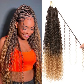 Goddess Boho Box Braids Crochet Hair-8 Packs 24 Inch Crochet Box Braids for Black Women Pre Looped (T27, 24 Inch (Pack of 8))