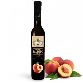Ellora Farms, Peach Infused Balsamic Vinegar, Great Taste Award, thick and creamy, no-added sugars, no-preservatives, 8.45 oz. bottle, (Peach)