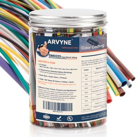 ARVYNE 162PCS 2:1 Heat Shrink Tubing Kit – 9 Colors, 6 Sizes, Flame Retardant & Halogen-Free Wire Sleeving, Clear Aluminum-Lid Storage Jar for Automotive, Marine, Electronics & DIY Projects