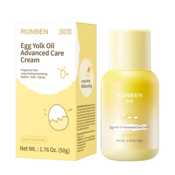 RUNBEN Egg Yolk Oil Baby Face Cream, Gentle Non-Greasy Kids