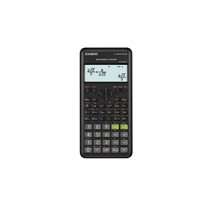 Casio FX-82LAPLUS2-BKSMT Calculadora Cientifica de 252 Funciones, Calculos fraccionarios, Estadistica,