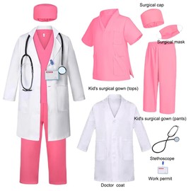 Kids Doctor Cosplsy Costume Children's Role Playing Costume with a variety of accessories Suitable for boys and girls aged 4-12