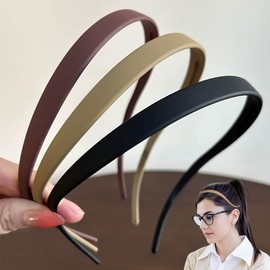 Wuhetyo 3pcs No Pressure Headbands for Glasses Wearers Comfortable Non-Slip Sunglasses Headband Flex Matte Plastic Hairbands with Teeth Hair Accessories for Women & Girls